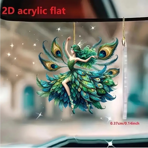 Peacock Fairy Sun Catcher Acrylic 2D Ornament Charm - Picture 3 of 9